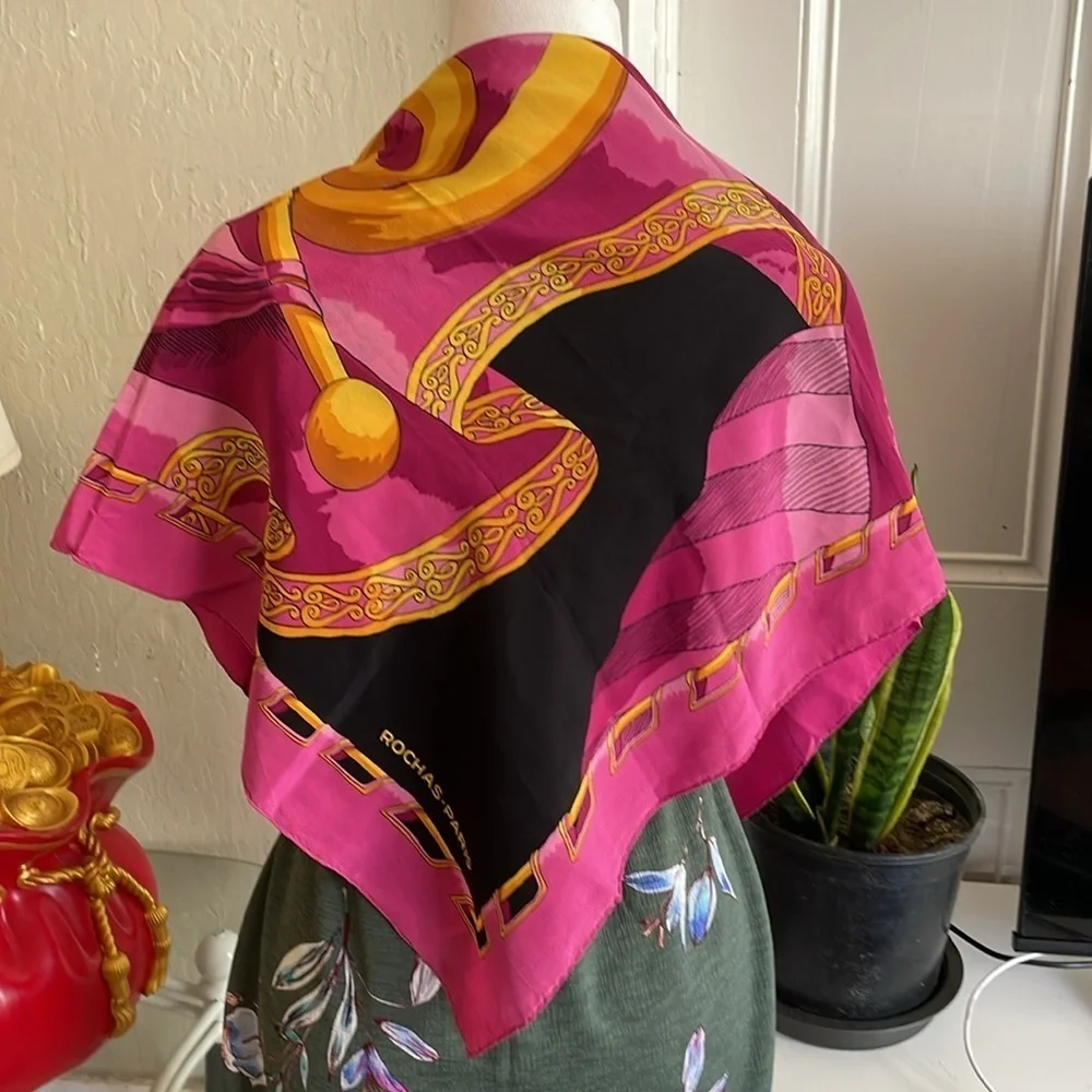 Rochas Paris Pink and Gold Scarf